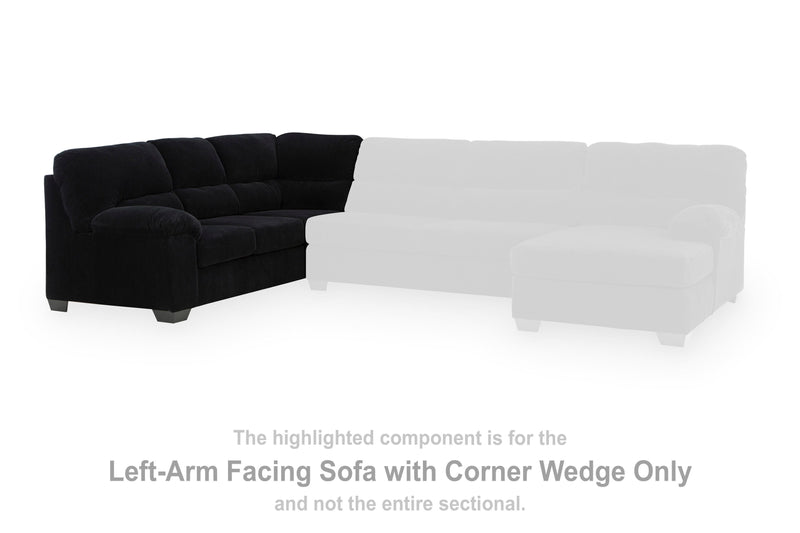 SimpleJoy Onyx Left-Arm Facing Sofa with Corner Wedge - 2420448