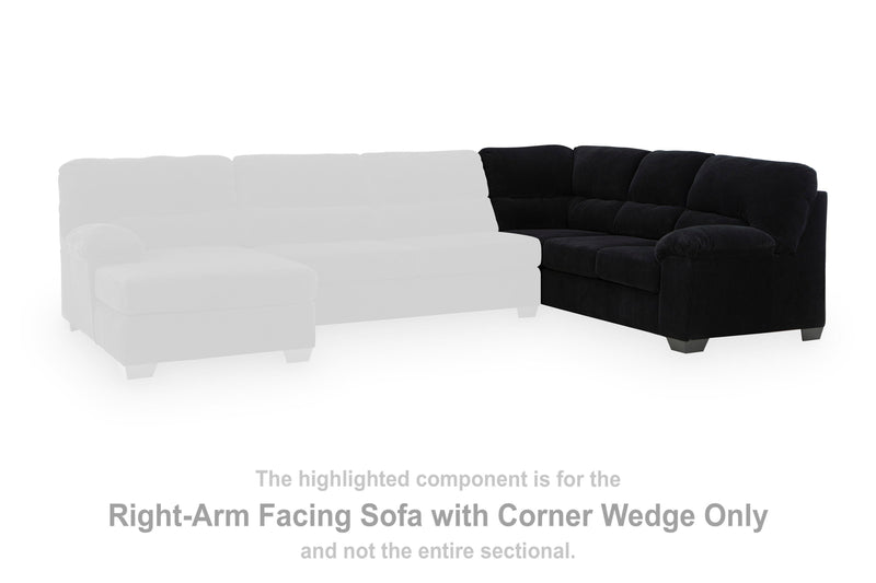 SimpleJoy Onyx Right-Arm Facing Sofa with Corner Wedge - 2420449
