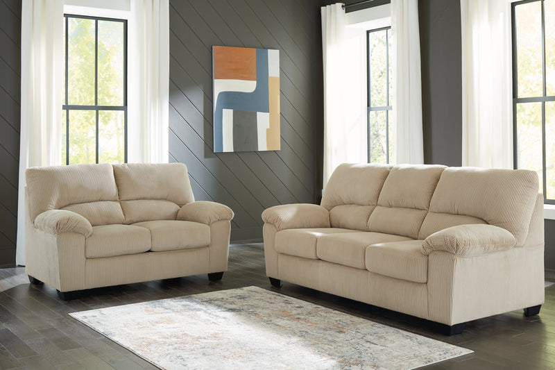 SimpleJoy Sofa and Loveseat in Sand from Ashley - Luna Furniture