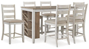Skempton Two-tone Counter Height Dining Table and 6 Barstools - D394D8