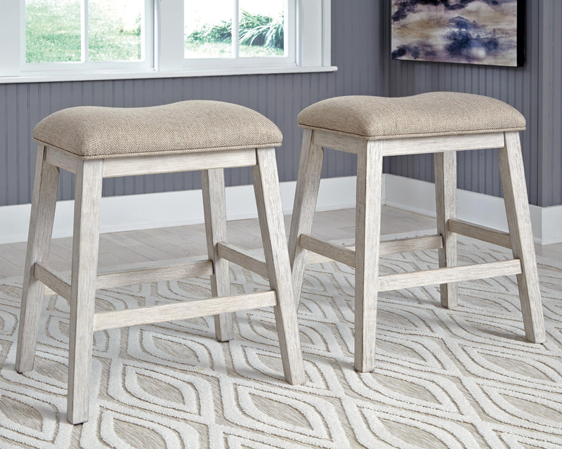 Skempton White/Light Brown Counter Height Bar Stool (Set of 2) - D394-024X2