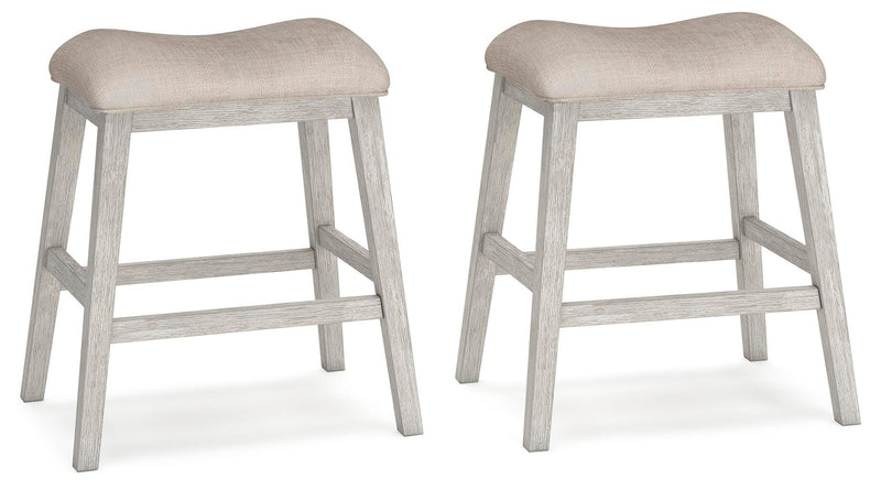 Skempton White/Light Brown Counter Height Bar Stool (Set of 2) - D394-024X2