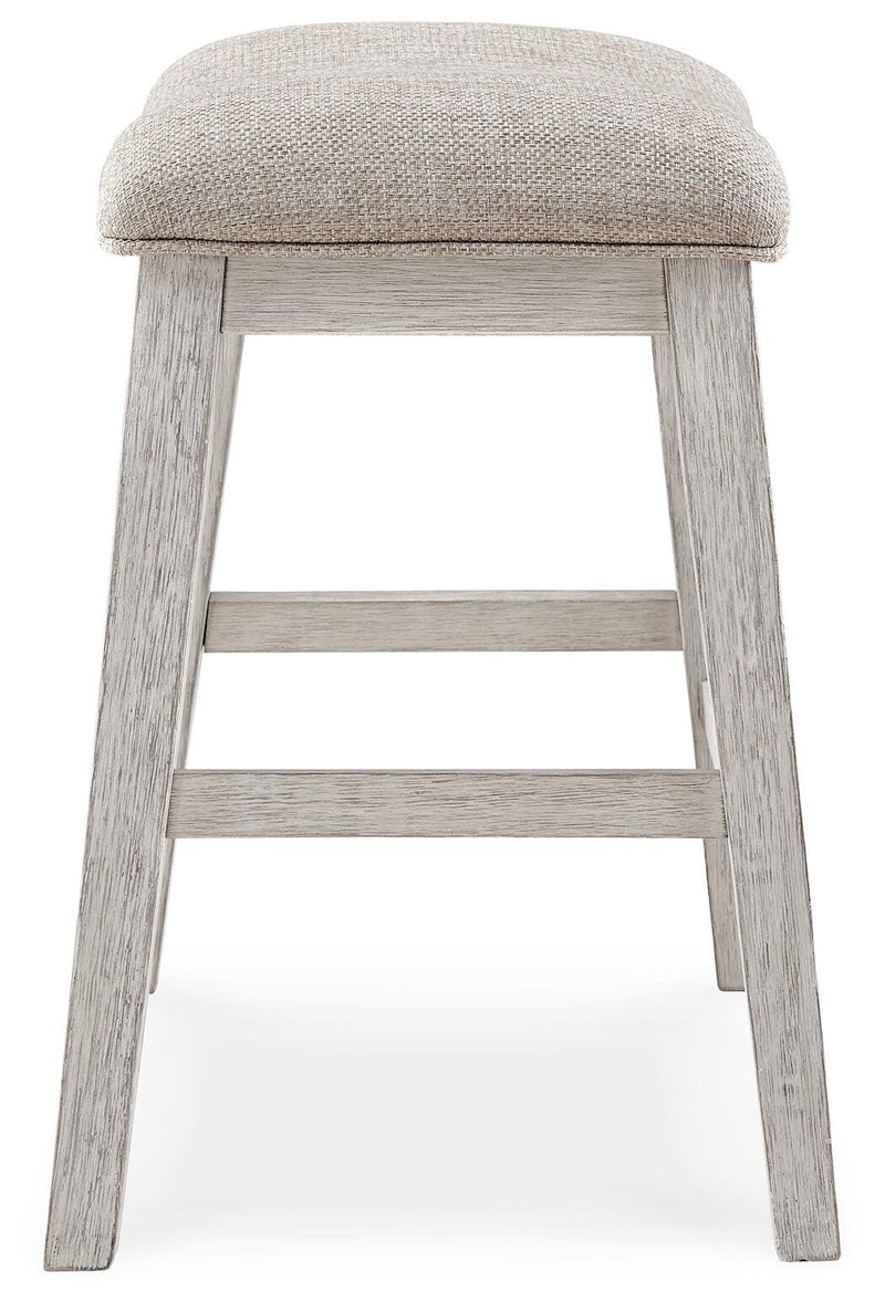 Skempton White/Light Brown Counter Height Bar Stool (Set of 2) - D394-024X2
