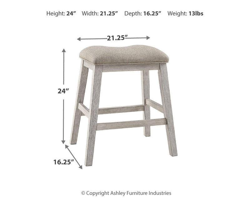 Skempton White/Light Brown Counter Height Bar Stool (Set of 2) - D394-024X2