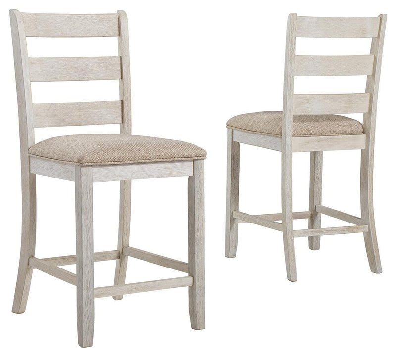 Skempton White/Light Brown Counter Height Bar Stool (Set of 2) - D394-124X2