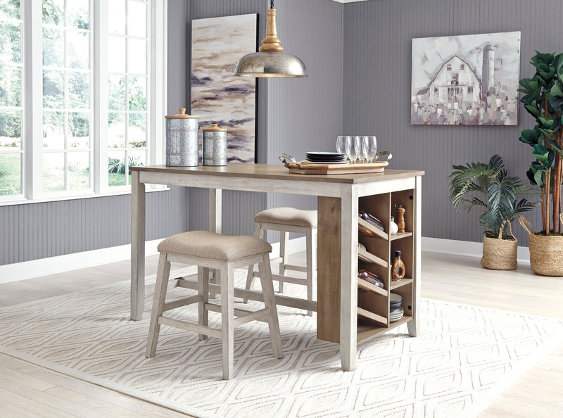 Skempton White/Light Brown 3 - Piece Counter Height Set w/ Stools - Gate FurnitureCounter Height Set
