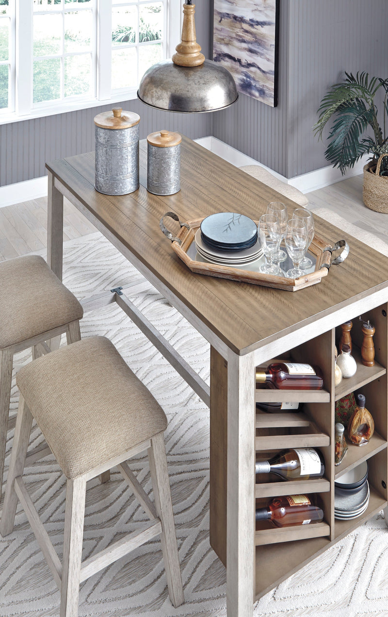 Skempton White/Light Brown 5 - Piece Counter Height Set w/ Stools - Gate FurnitureCounter Height Set