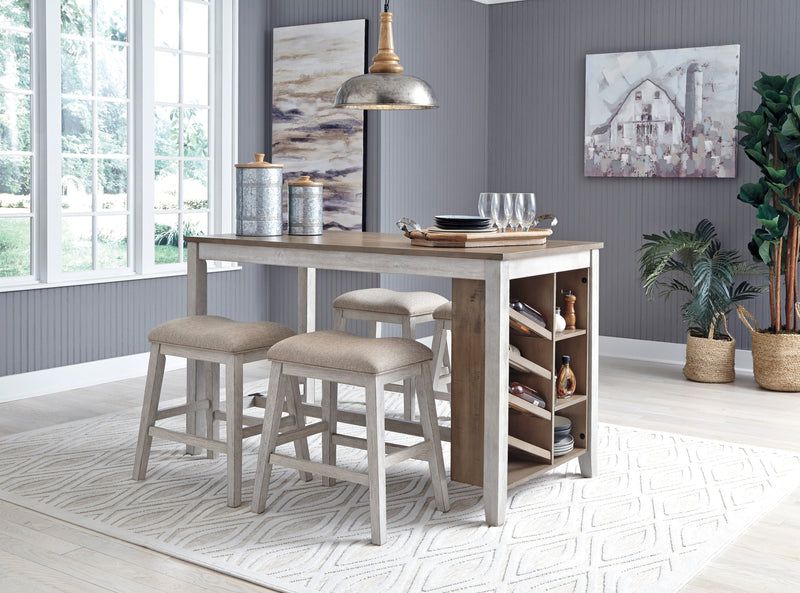 Skempton White/Light Brown 5 - Piece Counter Height Set w/ Stools - Gate FurnitureCounter Height Set