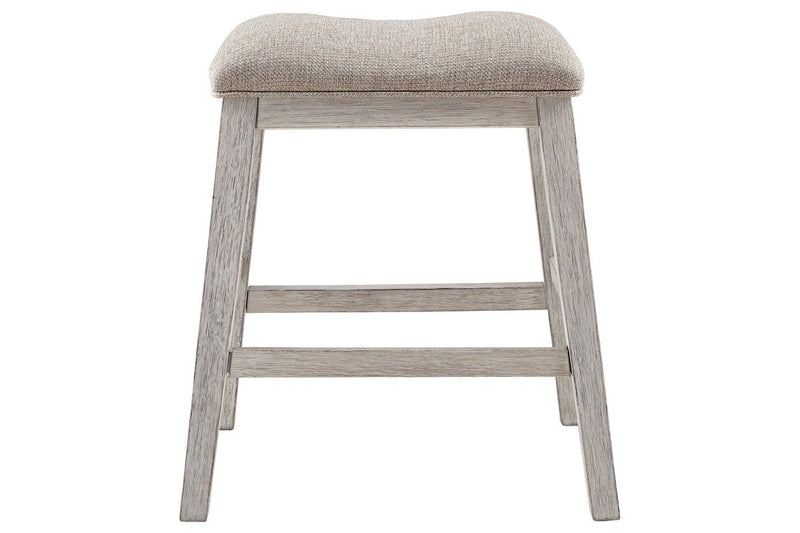 Skempton White/Light Brown Counter Height Bar Stool (Set of 2) - Gate FurnitureBarstool