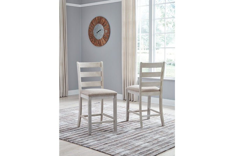 Skempton White/Light Brown Counter Height Bar Stool (Set of 2) - Gate FurnitureBarstool