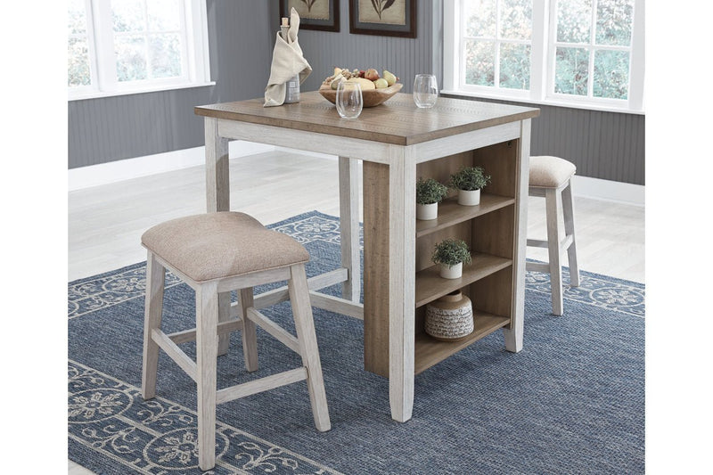 Skempton White/Light Brown Counter Height Dining Table and Bar Stools (Set of 3) - Gate FurnitureCounter Height Table
