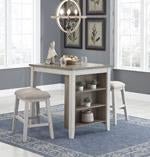 Skempton White/Light Brown Counter Height Dining Table and Bar Stools (Set of 3) - Gate FurnitureCounter Height Table