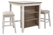 Skempton White/Light Brown Counter Height Dining Table and Bar Stools (Set of 3) - Gate FurnitureCounter Height Table
