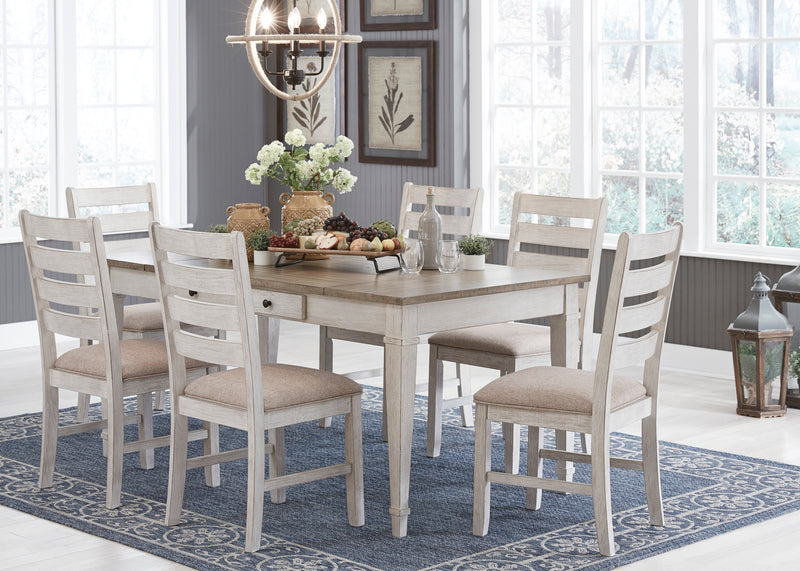 Skempton White/Light Brown Rectangular Dining Set - Gate FurnitureDining Room Set