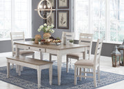 Skempton White/Light Brown Rectangular Dining Set - Gate FurnitureDining Room Set