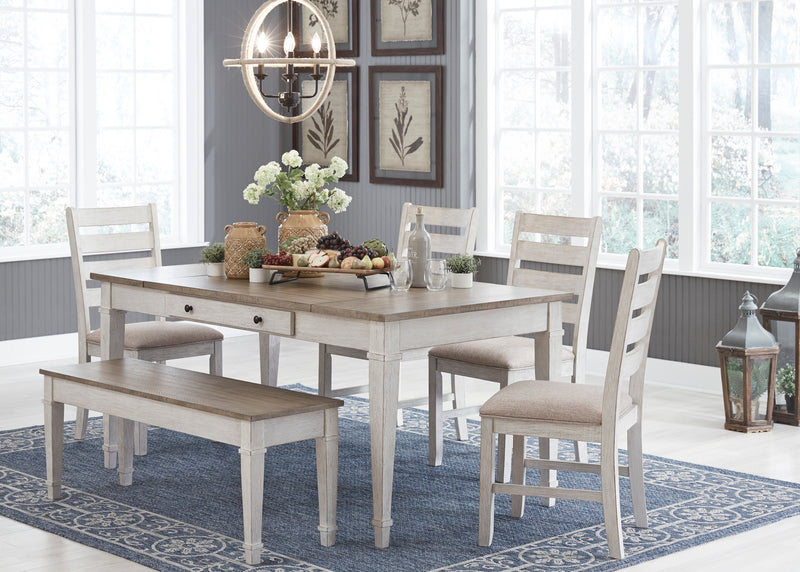 Skempton White/Light Brown Rectangular Dining Set - Gate FurnitureDining Room Set
