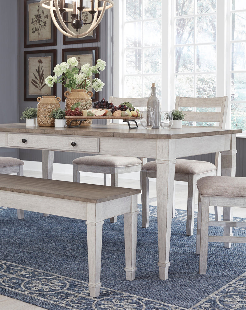 Skempton White/Light Brown Rectangular Dining Set - Gate FurnitureDining Room Set