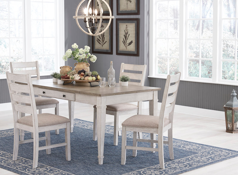 Skempton White/Light Brown Rectangular Dining Set - Gate FurnitureDining Room Set