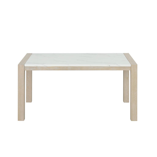 Skyla - White & Oak Rectangular Shape Dining Table with Faux Marble Top - D214-Table
