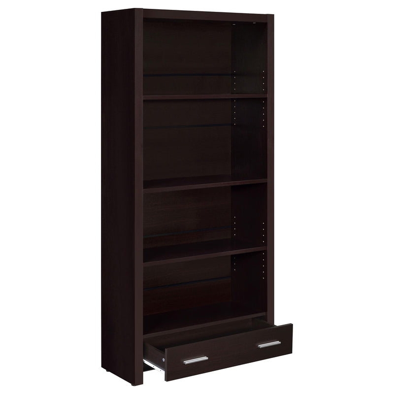 Skylar 71-inch 5-shelf Bookcase with Drawer Cappuccino - 800905