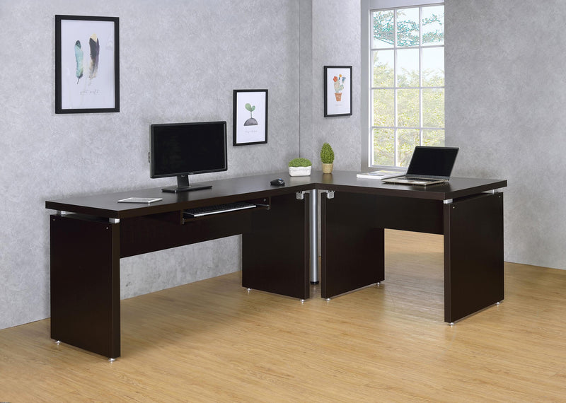 Skylar 83-inch L-Shaped Office Computer Desk Cappuccino - 800891L
