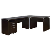 Skylar L-Shape Desk with Mobile File Cabinet Cappuccino - 800891-S4