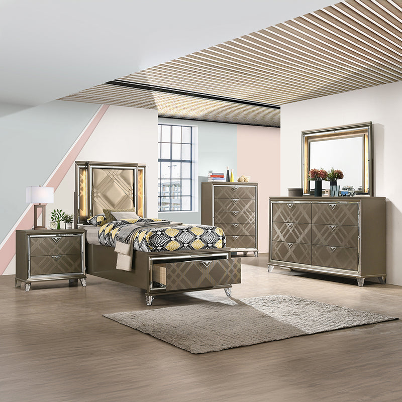 Skylar Twin Bed W/Led & Storage - 25340T