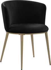 Skylar Velvet Upholstered Dining Chair in Black, Set of 2 - 965Black-C