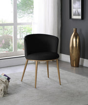 Skylar Velvet Upholstered Dining Chair in Black, Set of 2 - 965Black-C