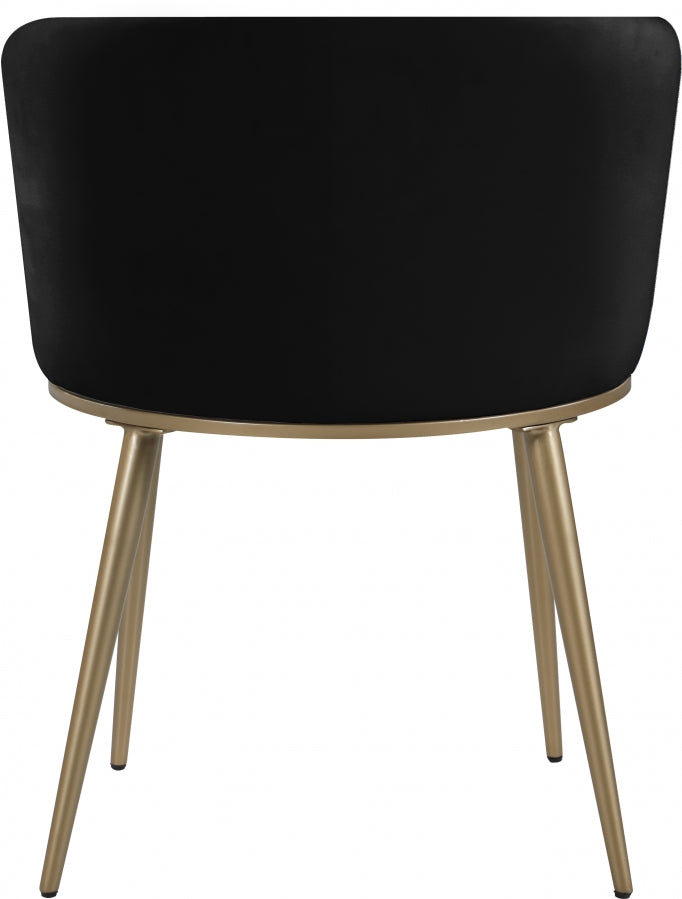 Skylar Velvet Upholstered Dining Chair in Black, Set of 2 - 965Black-C