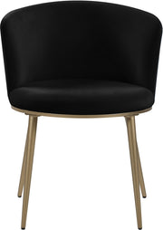 Skylar Velvet Upholstered Dining Chair in Black, Set of 2 - 965Black-C