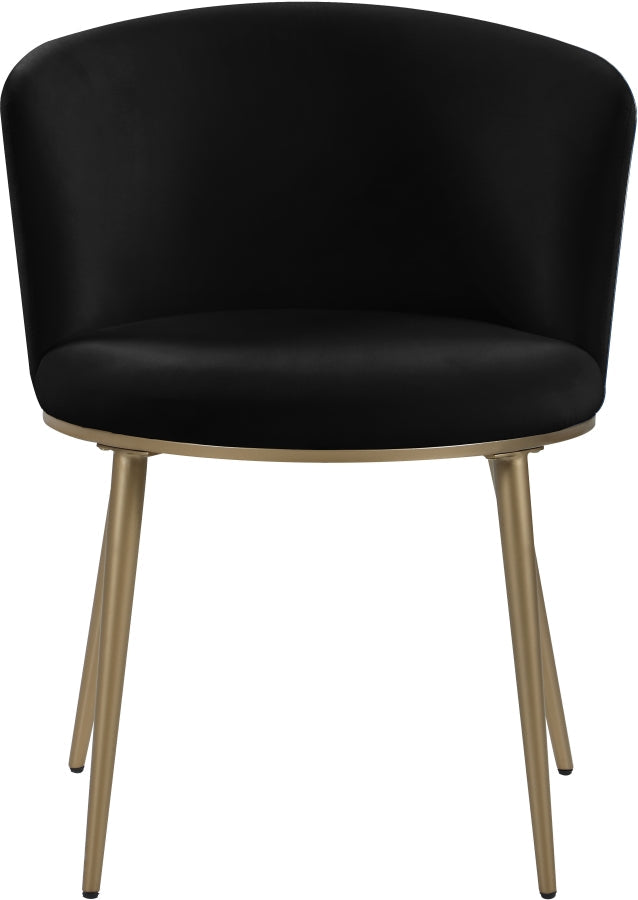 Skylar Velvet Upholstered Dining Chair in Black, Set of 2 - 965Black-C
