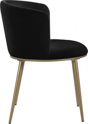 Skylar Velvet Upholstered Dining Chair in Black, Set of 2 - 965Black-C