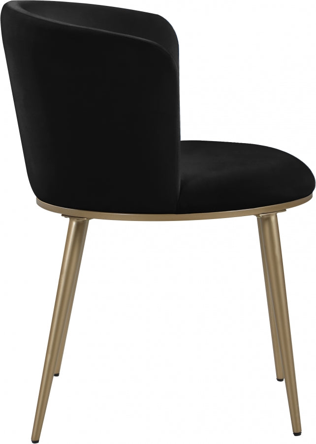Skylar Velvet Upholstered Dining Chair in Black, Set of 2 - 965Black-C