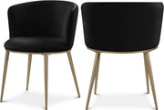 Skylar Velvet Upholstered Dining Chair in Black, Set of 2 - 965Black-C