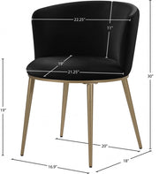 Skylar Velvet Upholstered Dining Chair in Black, Set of 2 - 965Black-C