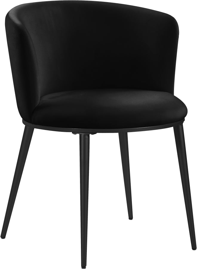 Skylar Velvet Upholstered Dining Chair in Black, Set of 2 - 966Black-C