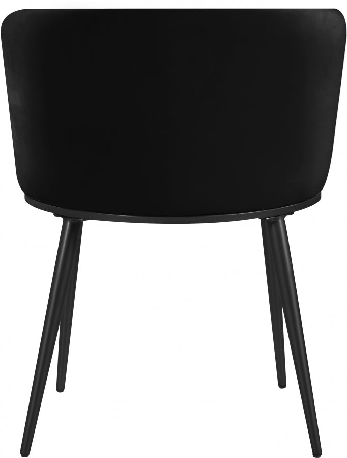 Skylar Velvet Upholstered Dining Chair in Black, Set of 2 - 966Black-C