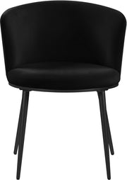 Skylar Velvet Upholstered Dining Chair in Black, Set of 2 - 966Black-C