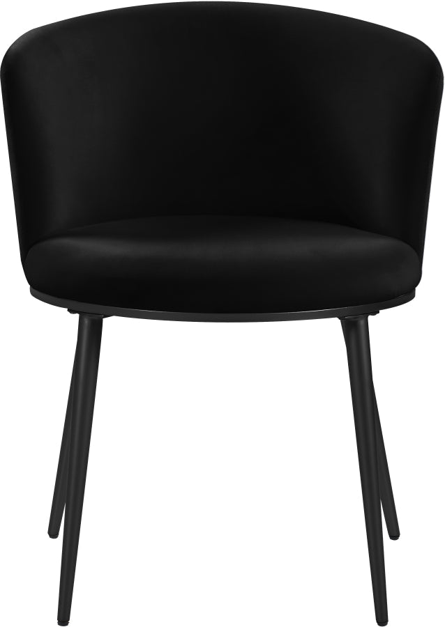 Skylar Velvet Upholstered Dining Chair in Black, Set of 2 - 966Black-C