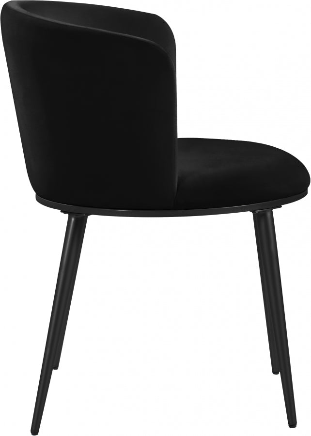 Skylar Velvet Upholstered Dining Chair in Black, Set of 2 - 966Black-C