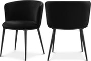 Skylar Velvet Upholstered Dining Chair in Black, Set of 2 - 966Black-C