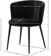 Skylar Velvet Upholstered Dining Chair in Black, Set of 2 - 966Black-C