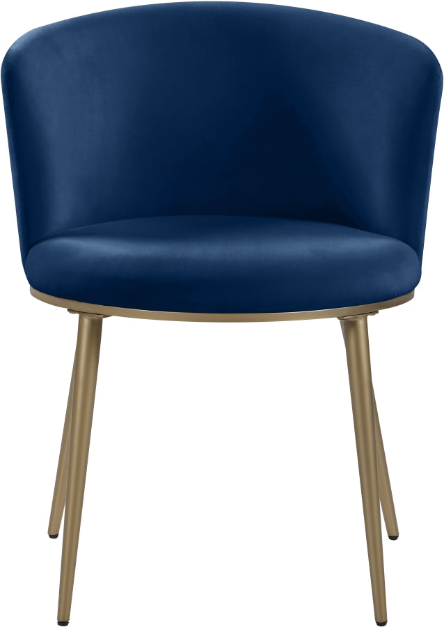 Skylar Velvet Upholstered Dining Chair in Blue, Set of 2 - 965Navy-C
