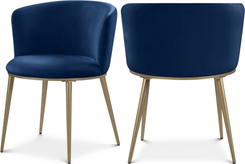 Skylar Velvet Upholstered Dining Chair in Blue, Set of 2 - 965Navy-C