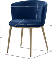 Skylar Velvet Upholstered Dining Chair in Blue, Set of 2 - 965Navy-C