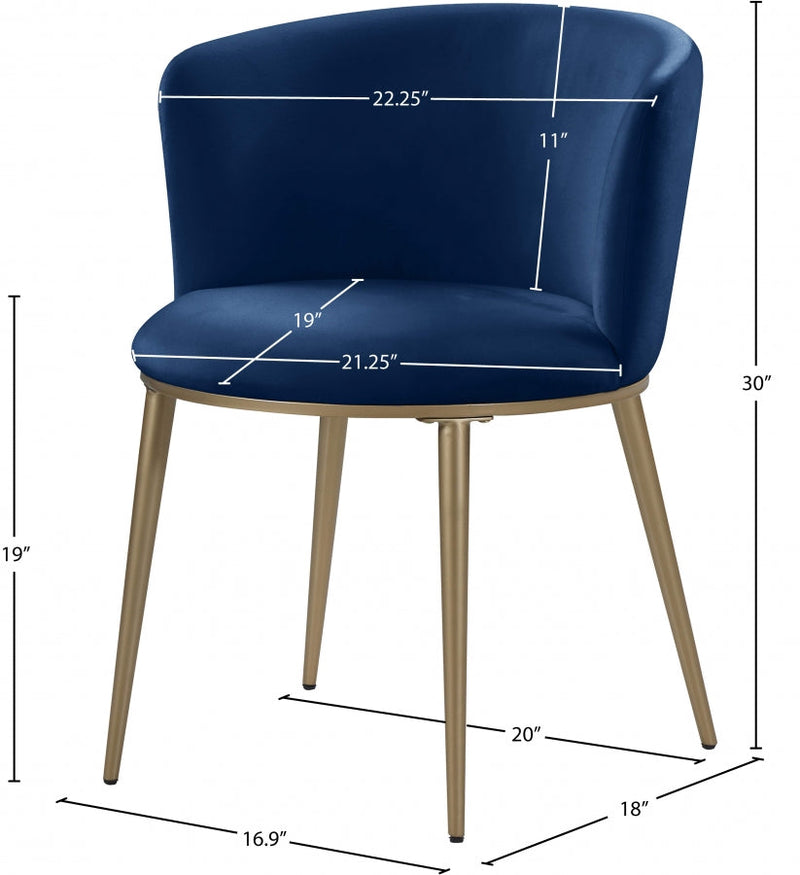 Skylar Velvet Upholstered Dining Chair in Blue, Set of 2 - 965Navy-C