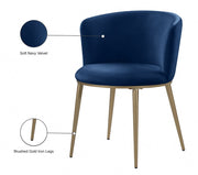 Skylar Velvet Upholstered Dining Chair in Blue, Set of 2 - 965Navy-C