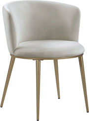Skylar Velvet Upholstered Dining Chair in Cream, Set of 2 - 965Cream-C