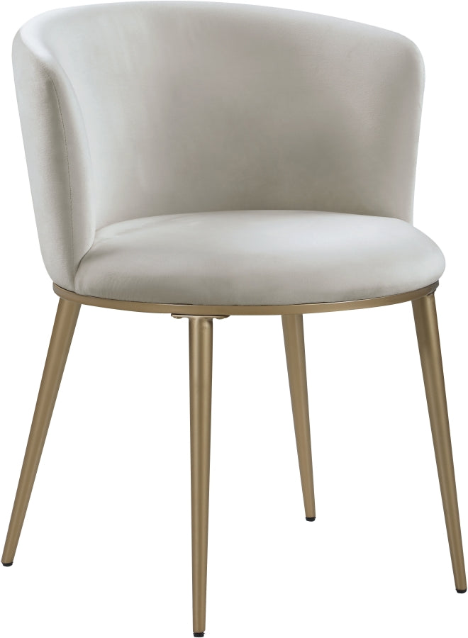 Skylar Velvet Upholstered Dining Chair in Cream, Set of 2 - 965Cream-C